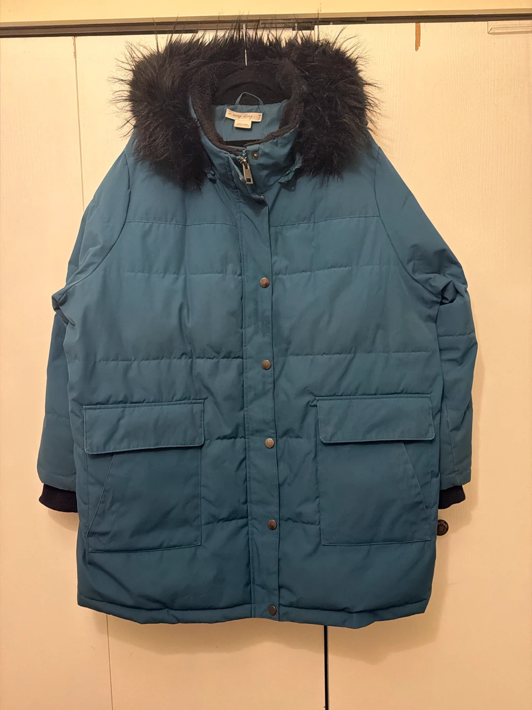 3x Teal Puffer Winter Coat with removable Faux Fur Hood - photo 2