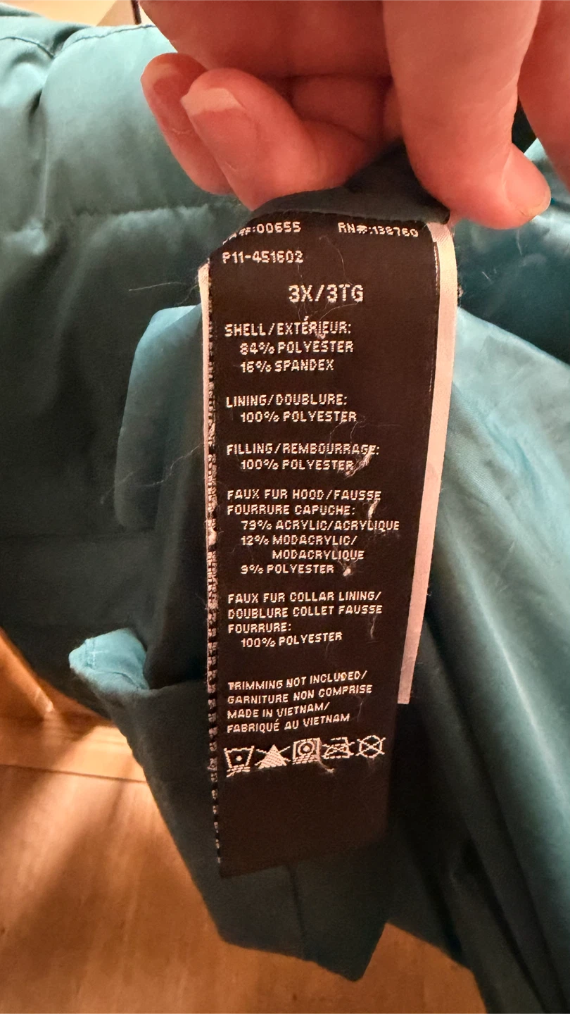 3x Teal Puffer Winter Coat with removable Faux Fur Hood - photo 3
