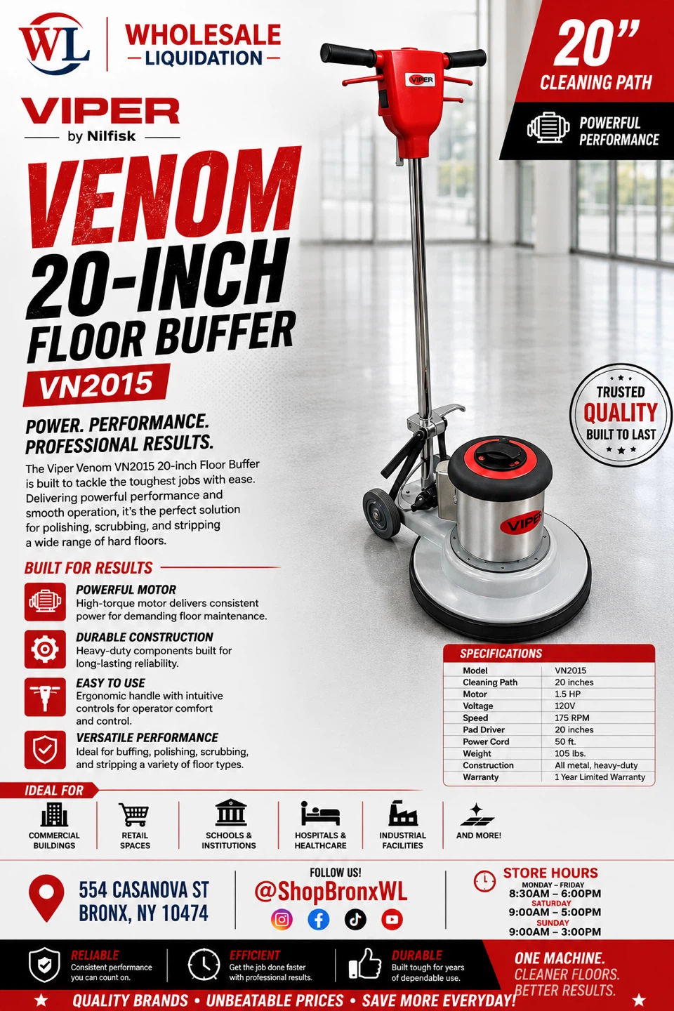 Viper Venom VN2015 20-inch Floor Buffer