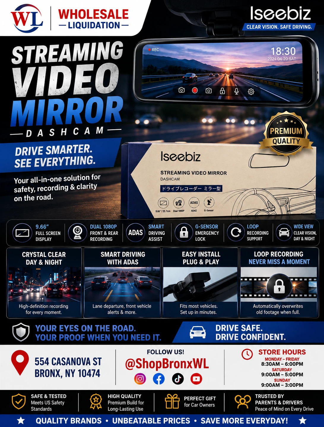 Iseebiz Streaming Video Mirror Dashcam