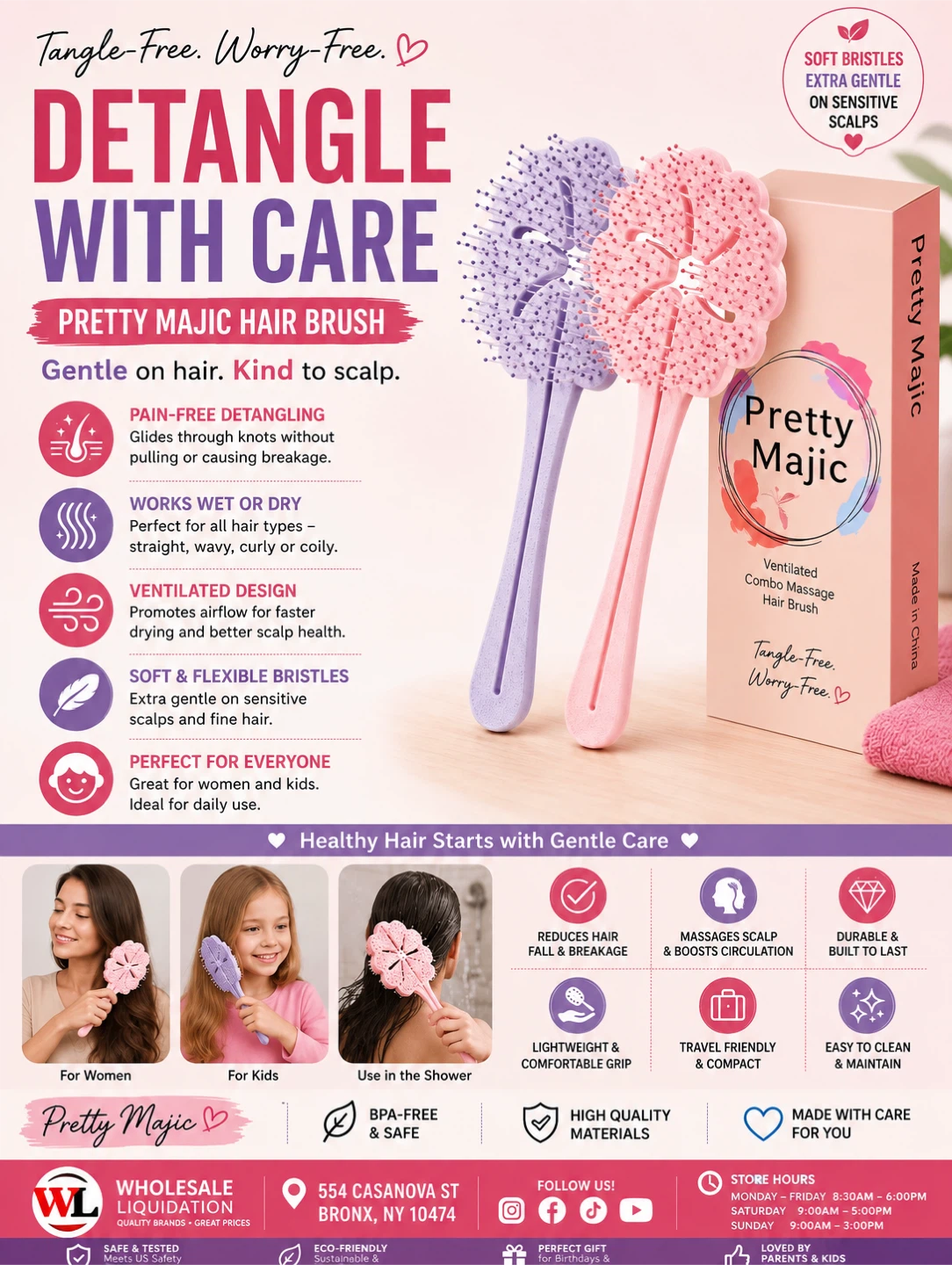 Pretty Majic Hair Brush - Detangle with Care