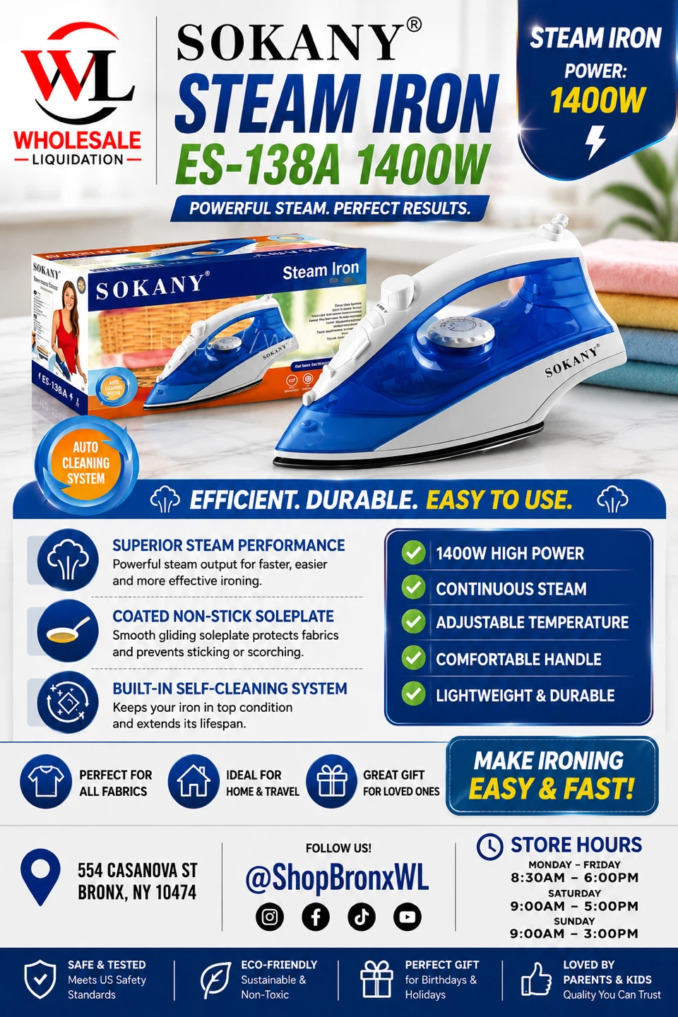 Sokany ES-138A 1400W Steam Iron
