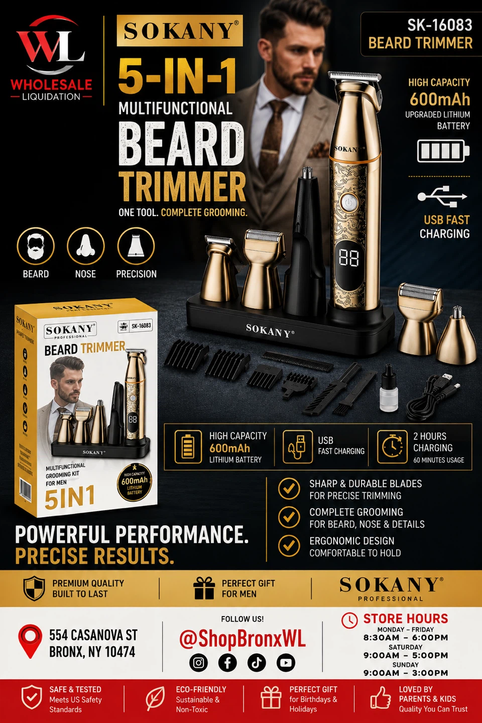 SOKANY 5-in-1 Multifunctional Beard Trimmer SK-16083