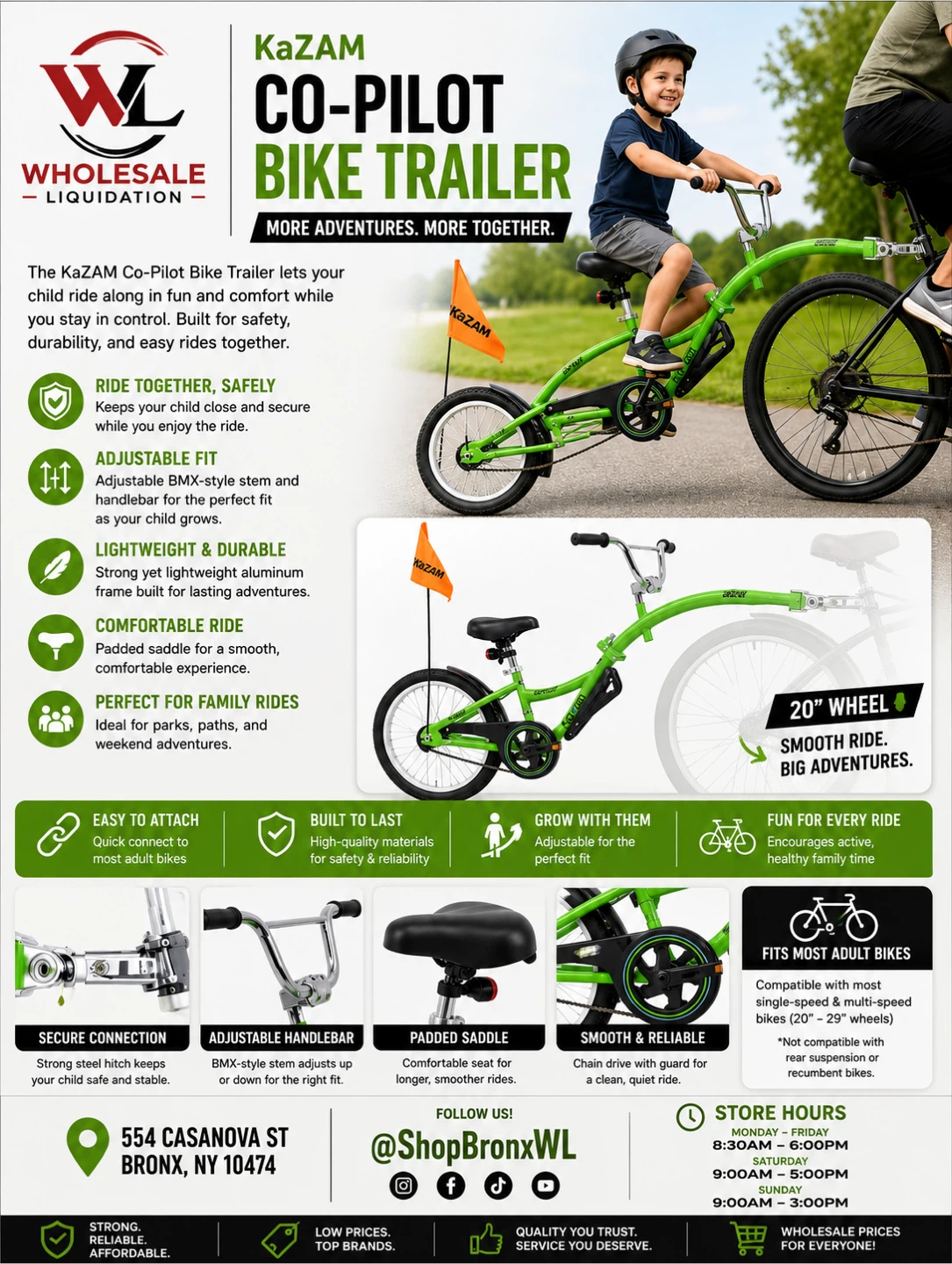KaZAM Co-Pilot Bike Trailer - Green