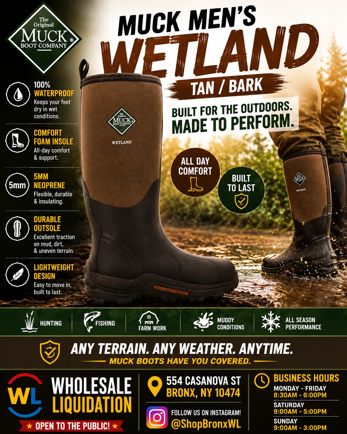 Muck Men's Wetland Boots Tan/Bark