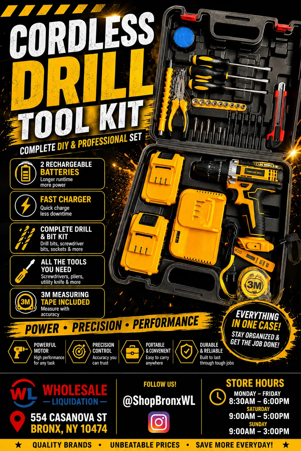 Cordless Drill Tool Kit - Complete DIY & Professional Set