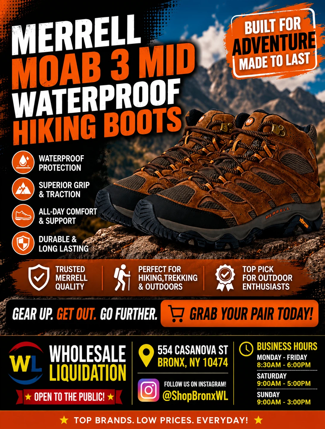 Merrell Moab 3 Mid Waterproof Hiking Boots