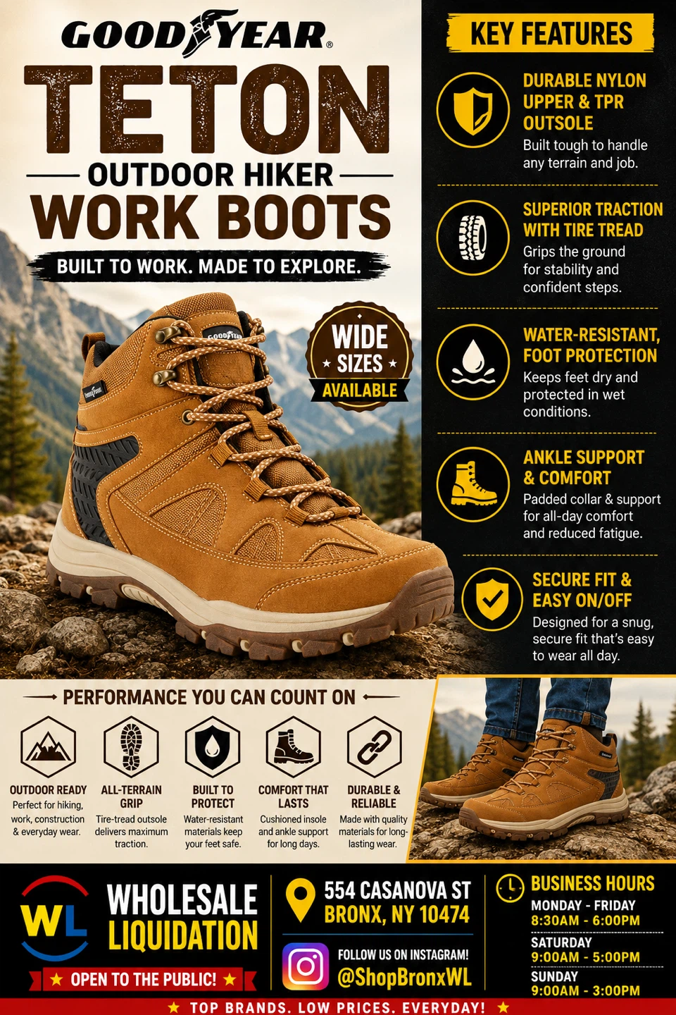 Goodyear Teton Outdoor Hiker Work Boots