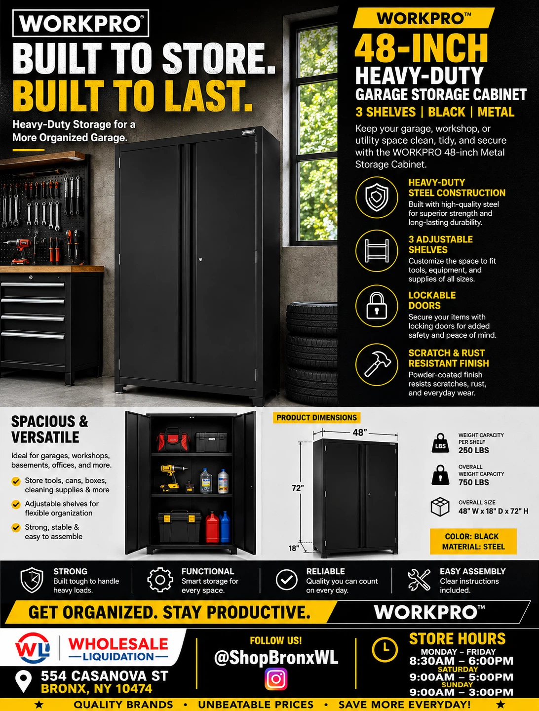 WORKPRO 48-Inch Heavy-Duty Garage Storage Cabinet