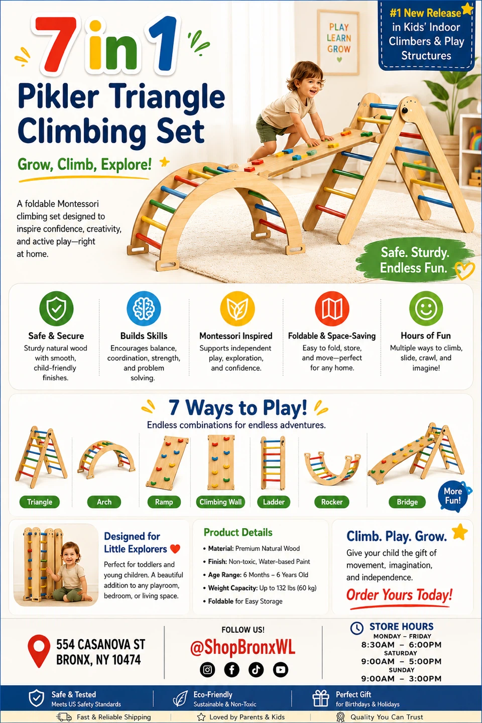 7-in-1 Pikler Triangle Climbing Set