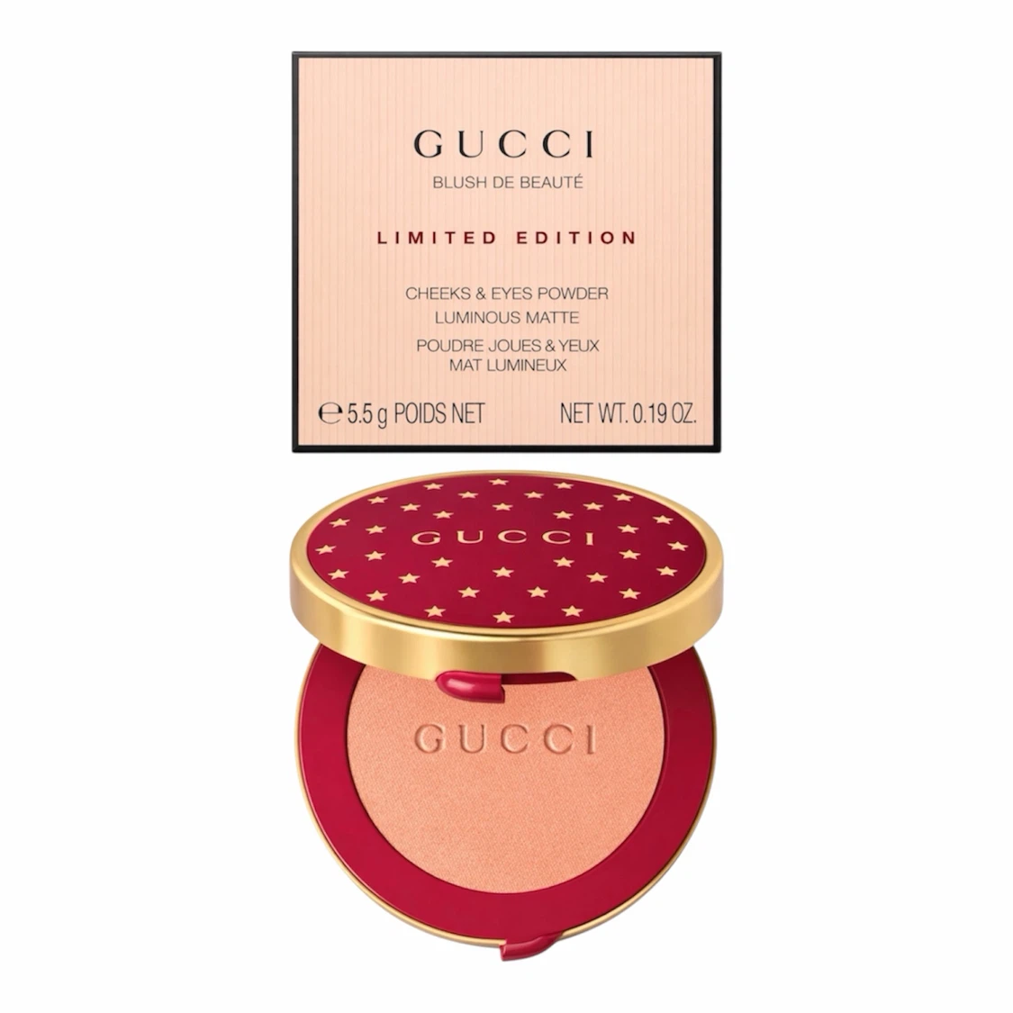 GUCCI BLUSH DE BEAUTÉ CHEEKS AND EYES 10 SOFT PEACH - BRAND NEW