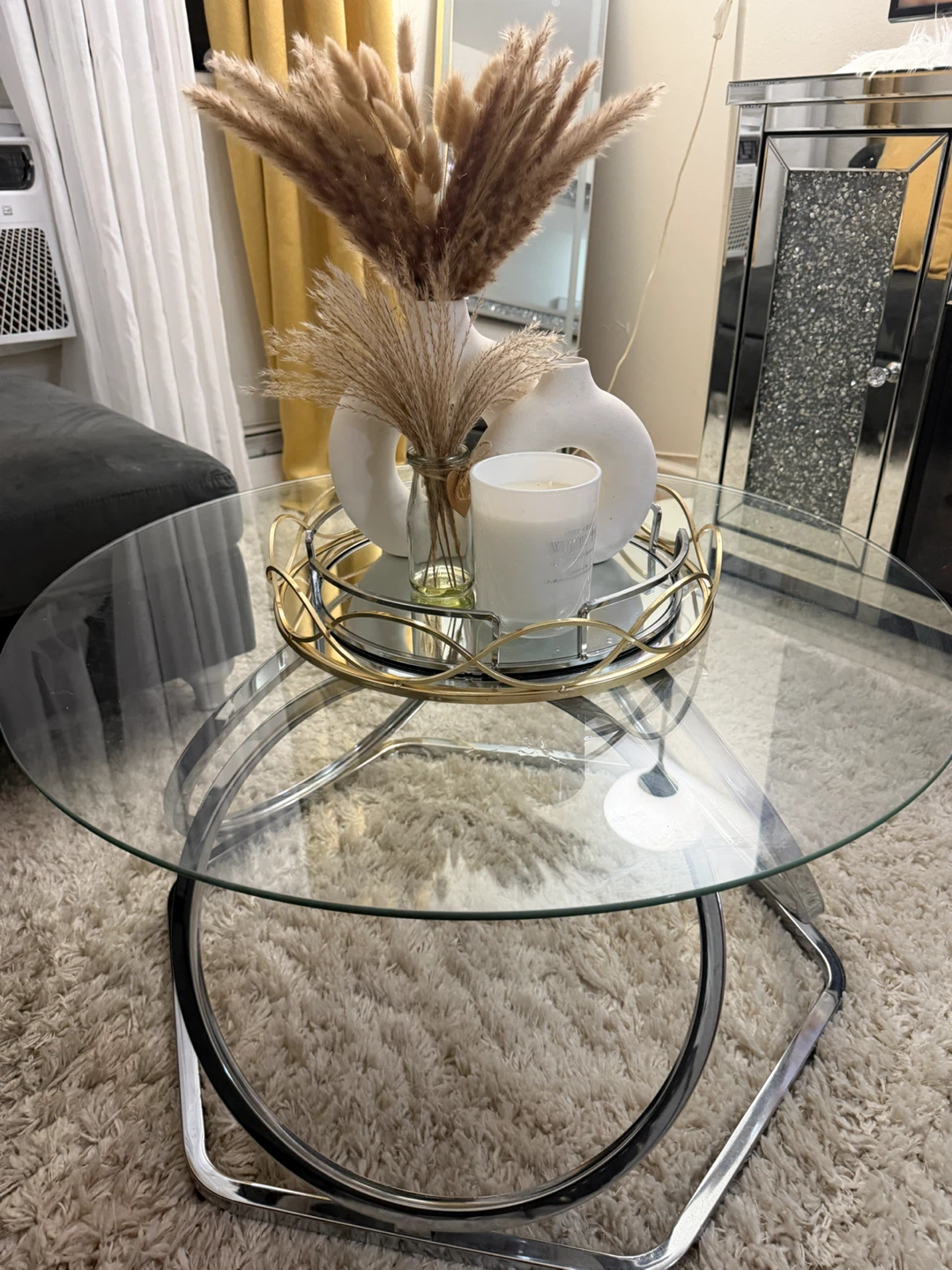 Glass Top Coffee Table with Chrome Base