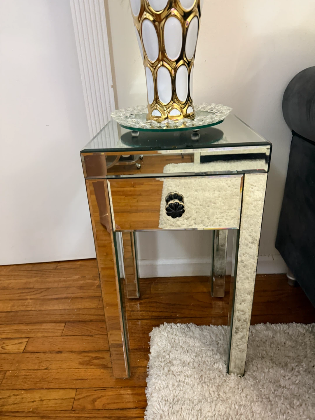 Mirrored End Table with Drawer