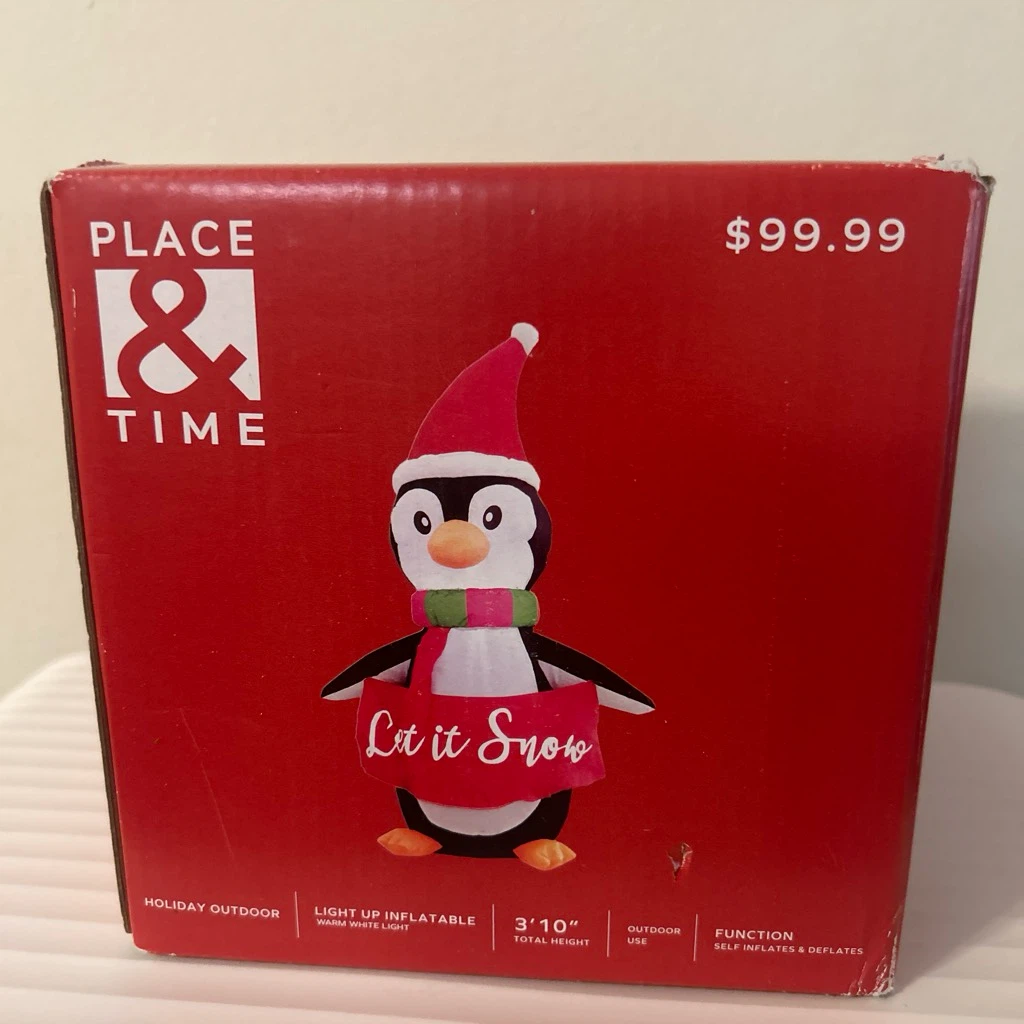 Place & Time Penguin Light Up Inflatable 3'10"