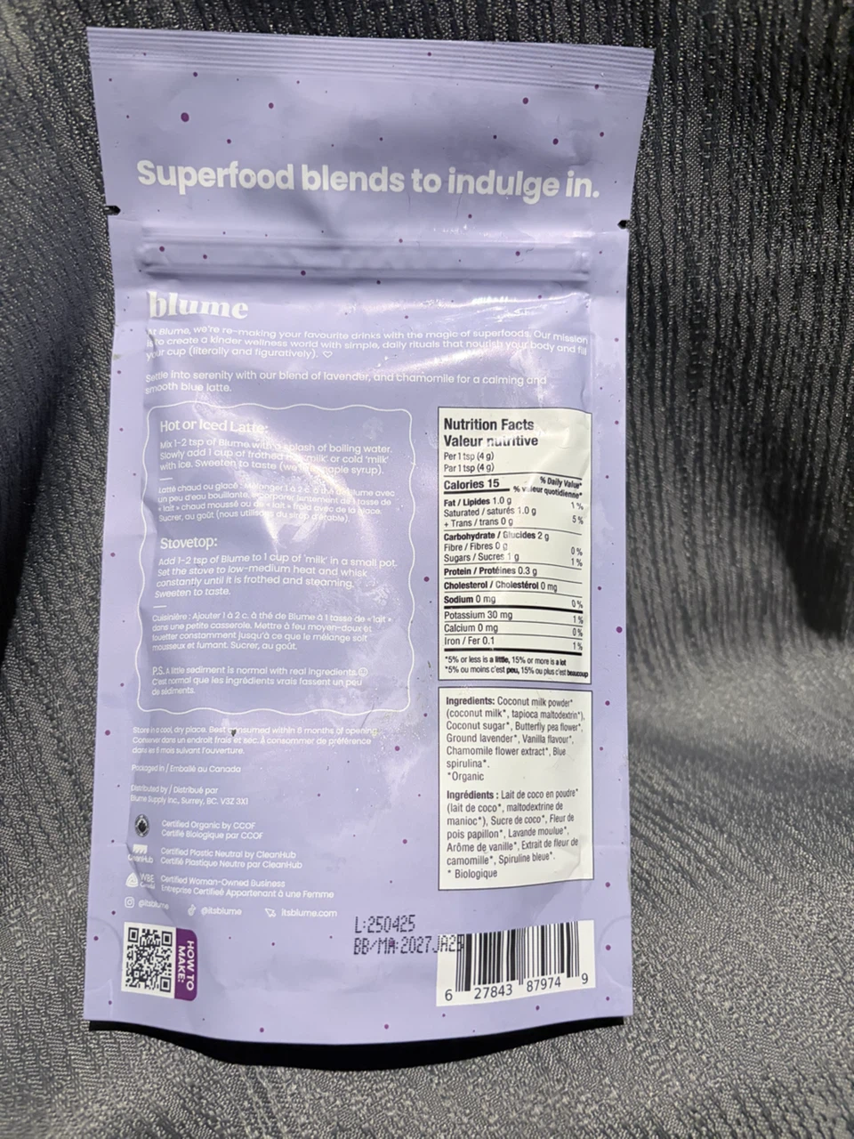 Blume Blue Lavender Superfood Latte Powder - photo 2