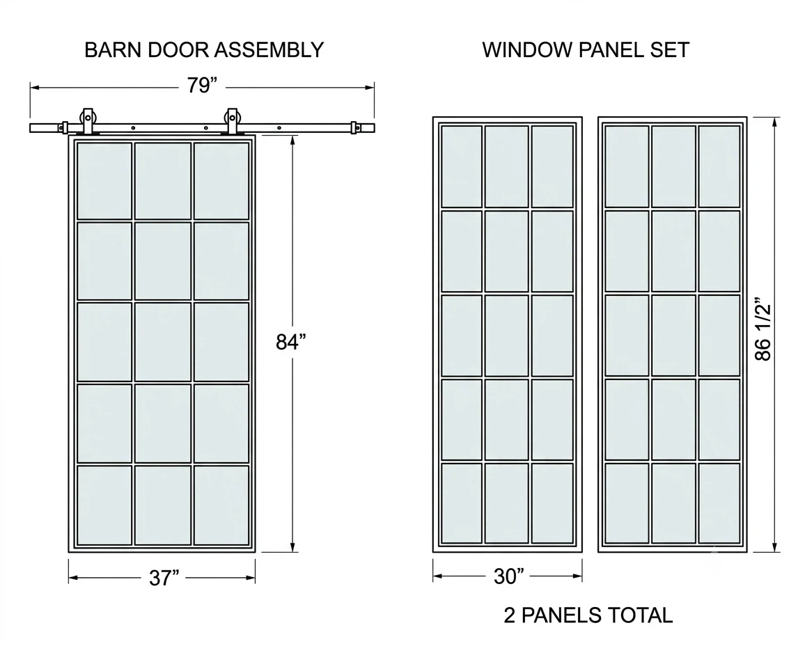 Modern Sliding Barn Door with Frosted Glass - photo 2