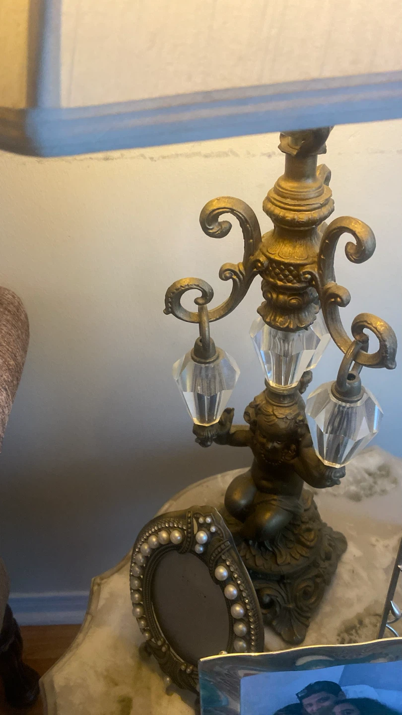 2 Ornate Cherub Table Lamp