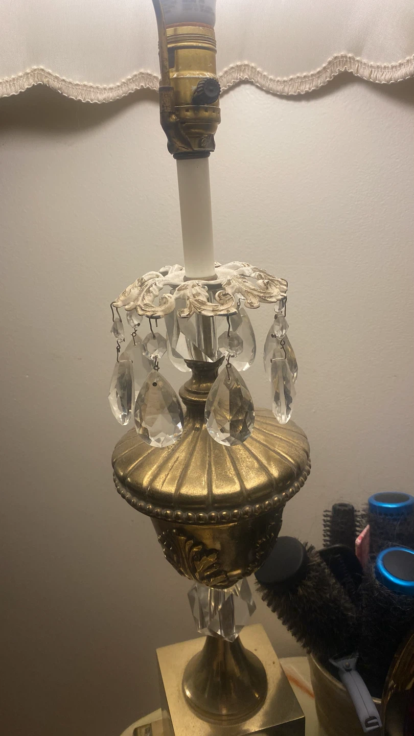 Vintage Crystal and Brass Table Lamp