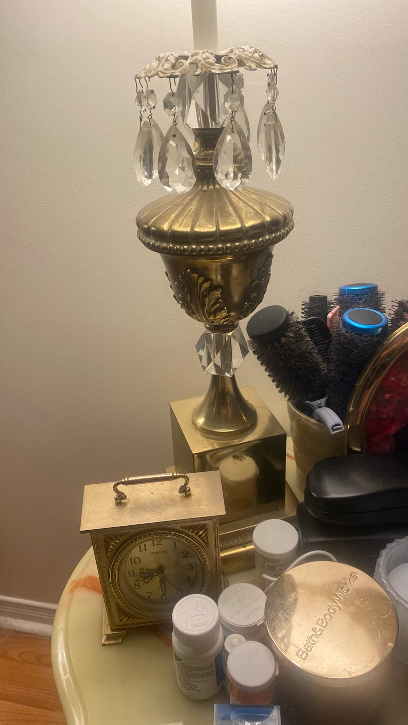 Vintage Crystal and Brass Table Lamp - photo 2