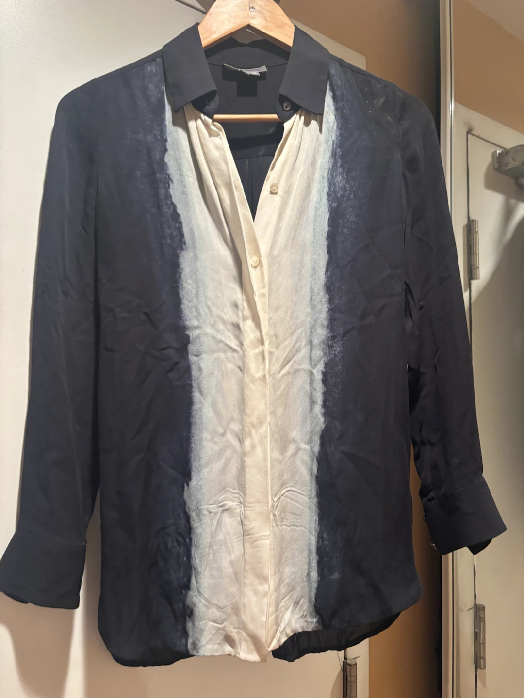 Vince Silk Button-Up Shirt, size  0