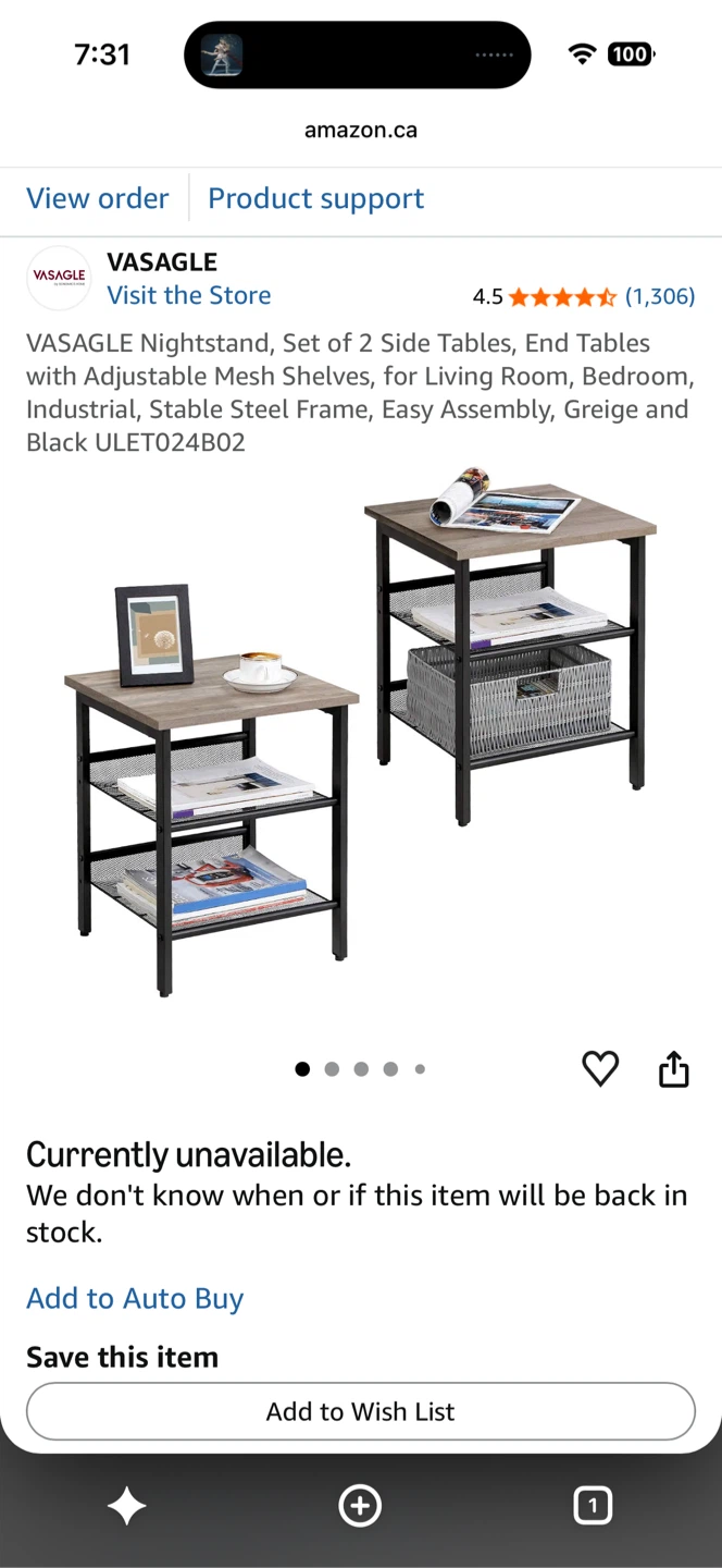 Two Side Tables, Greige Wood-look Black Metal Frames - photo 4