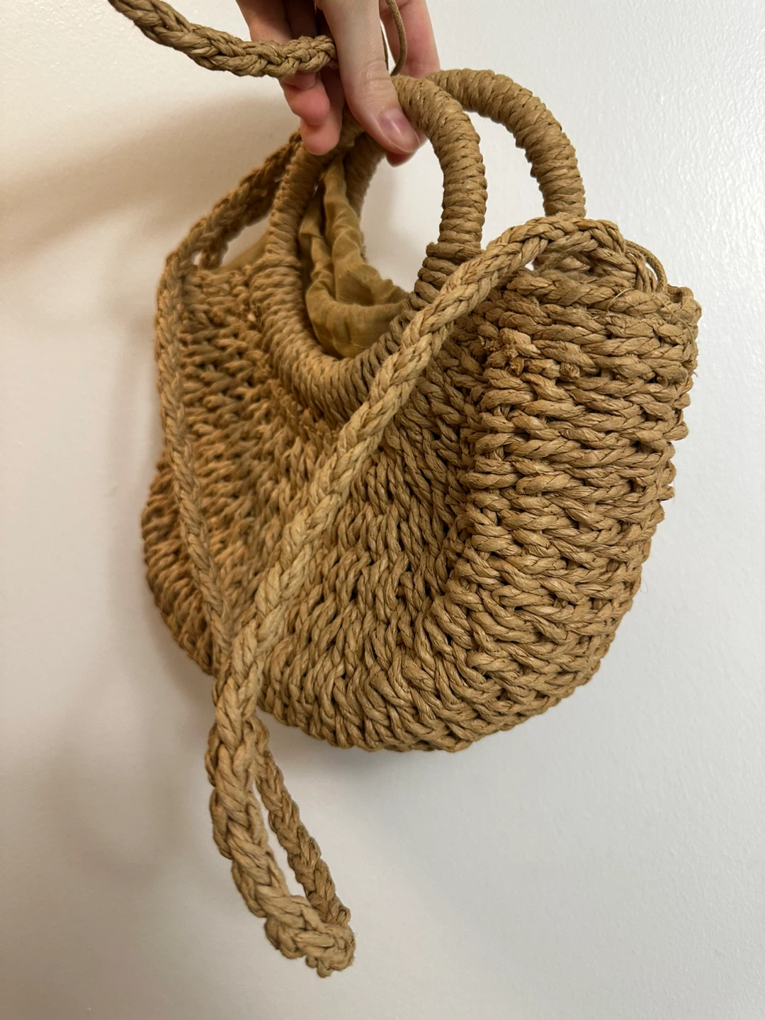 Straw  Tote Bag with Drawstring Closure