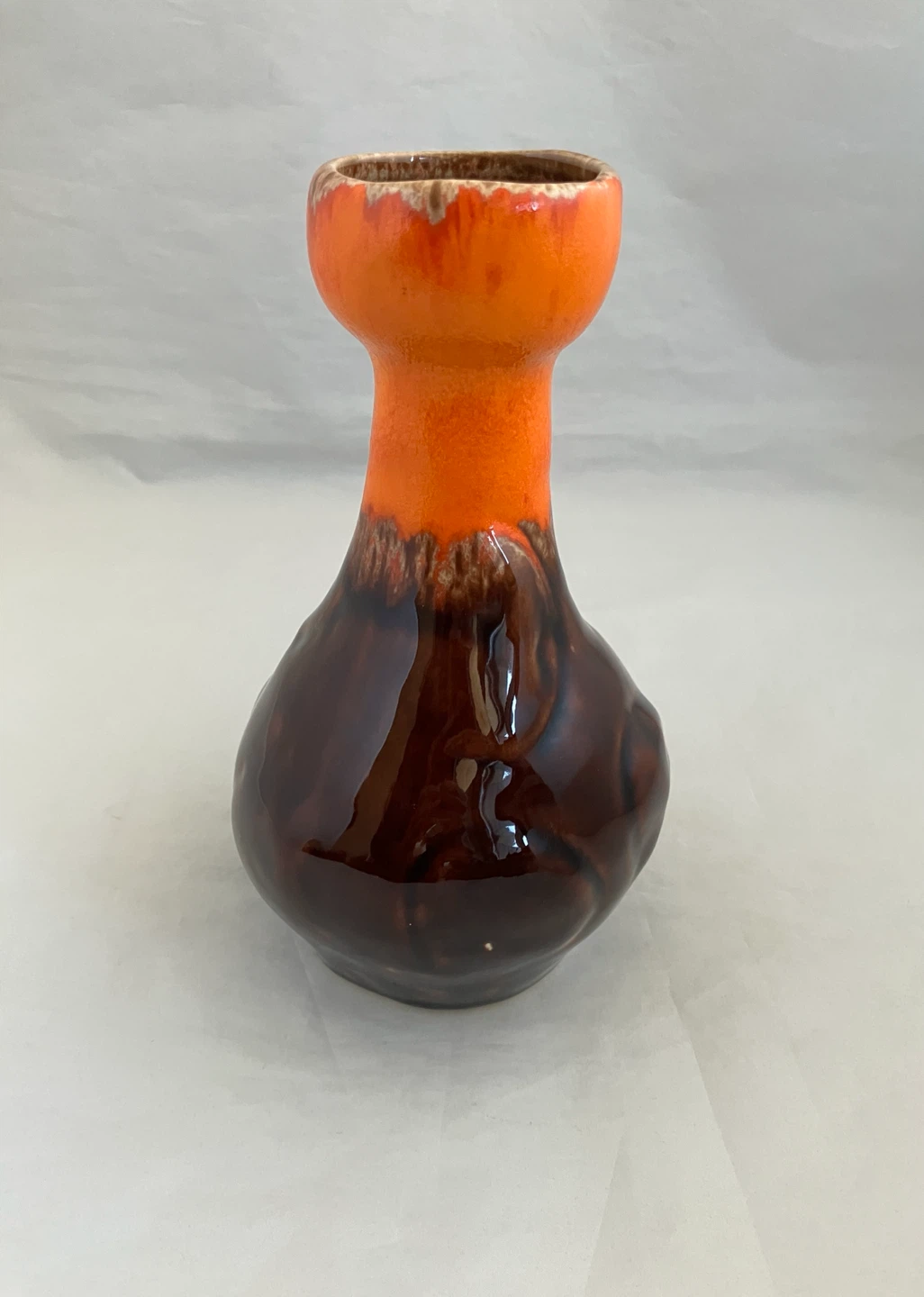 LAURENTIAN POTTERY Handmade Orange & Brown Drip Glaze Vase - photo 3