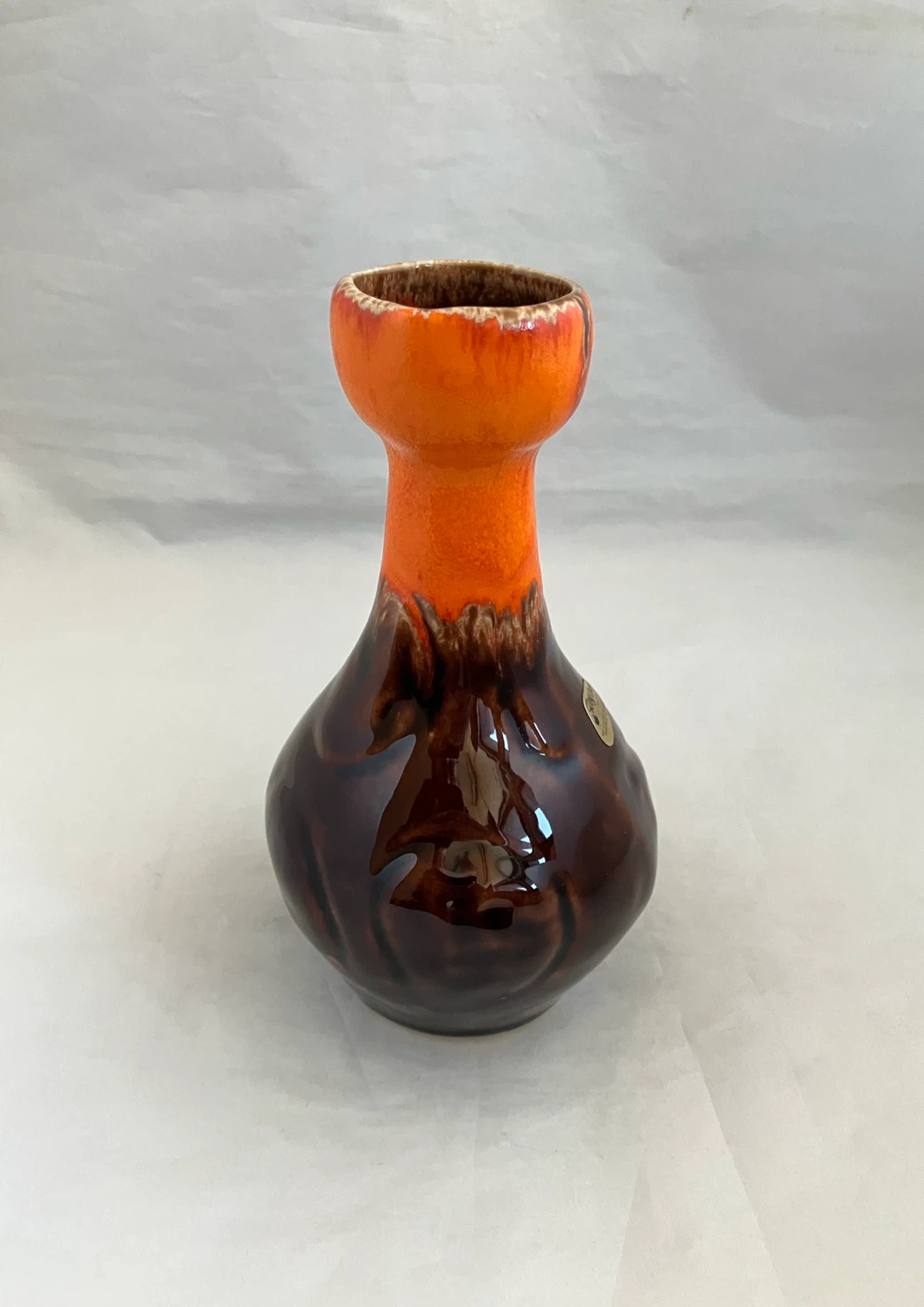 LAURENTIAN POTTERY Handmade Orange & Brown Drip Glaze Vase - photo 4
