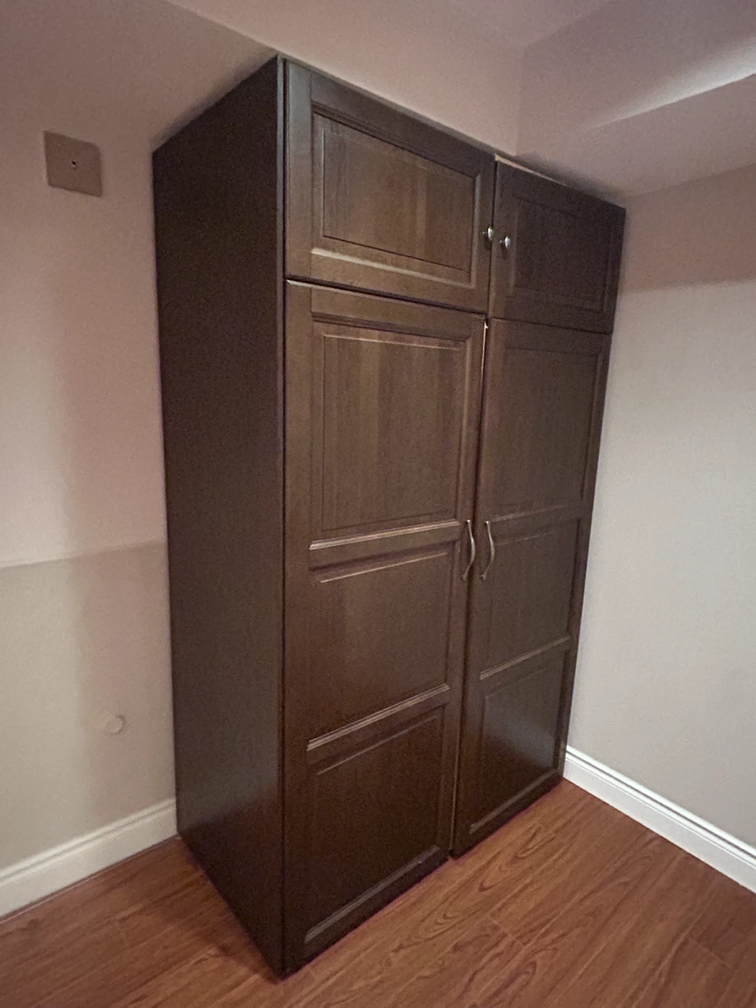 Dark Brown Tall Pantry Cabinet w/Shelves & Cabinet