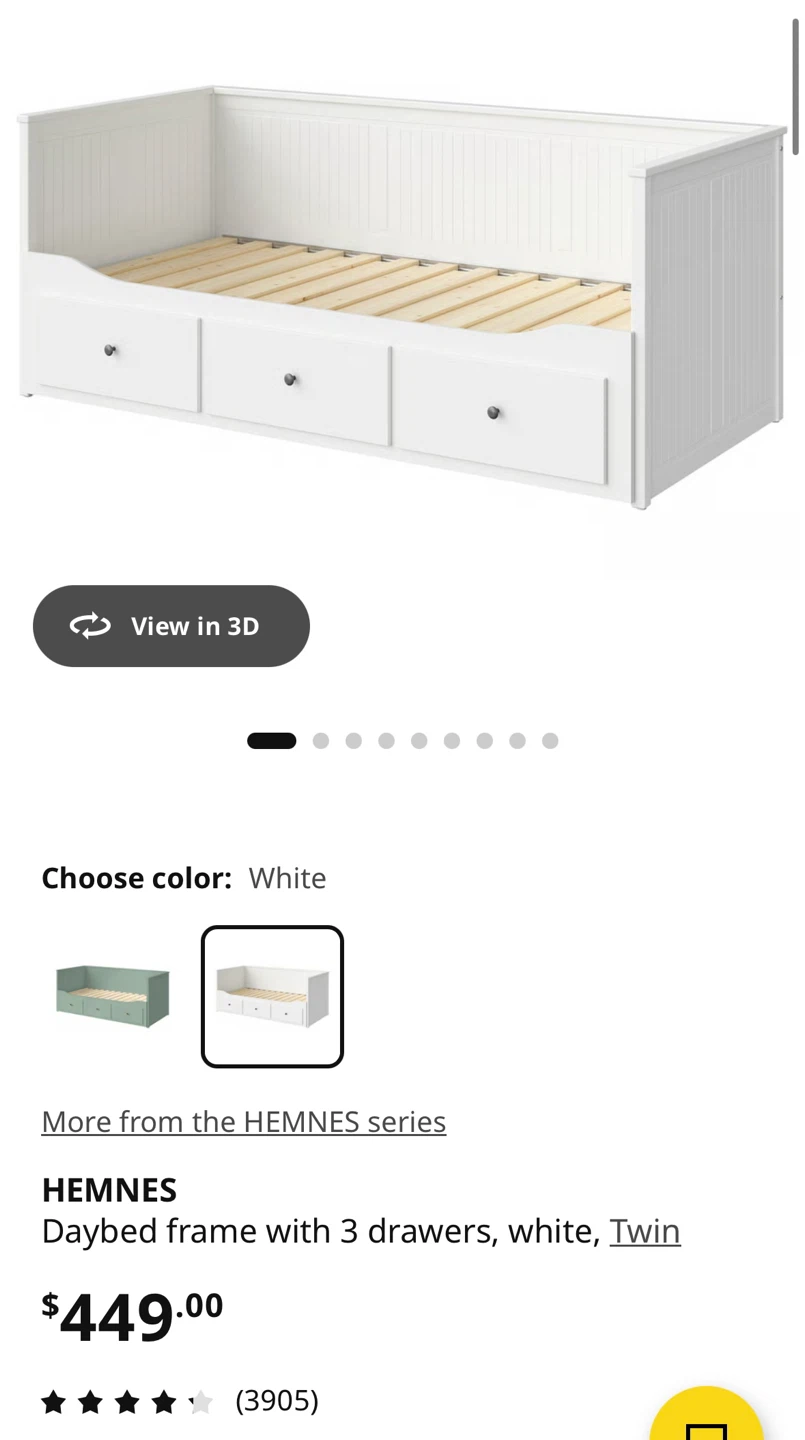 IKEA HEMNES Daybed Frame with 3 Drawers - White - Twin - photo 3