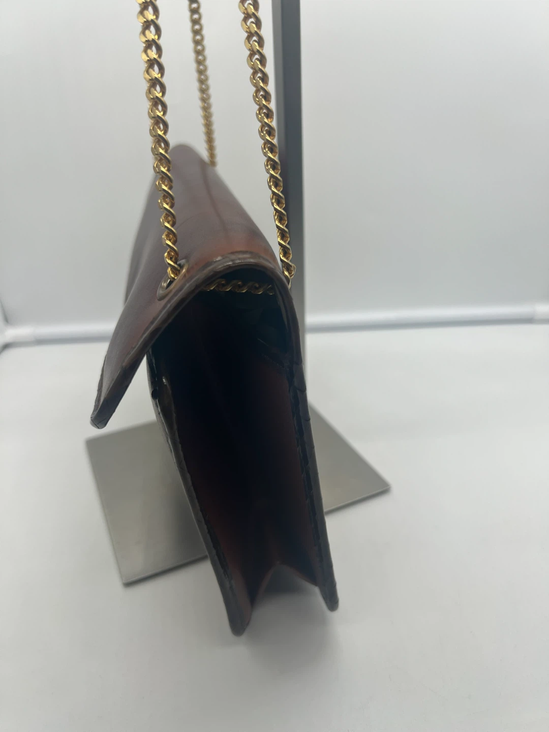 CHARLES JOURDAN VINTAGE Brown Leather Chain Shoulder Bag - photo 3