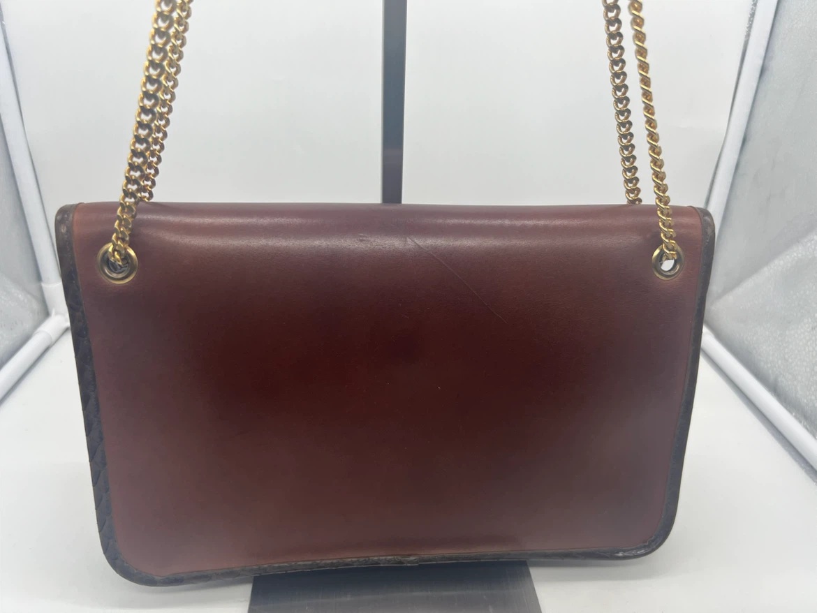 CHARLES JOURDAN VINTAGE Brown Leather Chain Shoulder Bag - photo 4