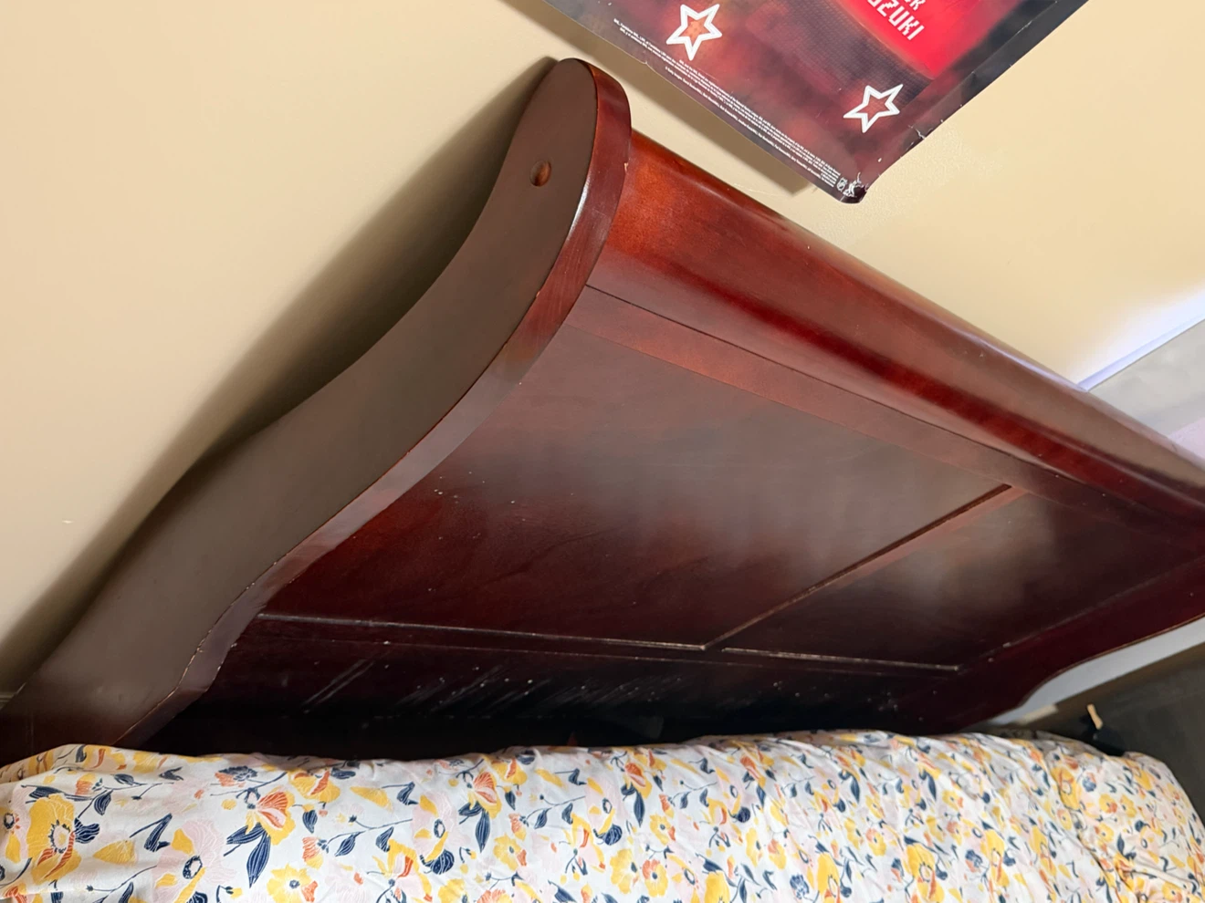 Wooden Sleigh Bed Headboard - Dark Cherry - photo 2