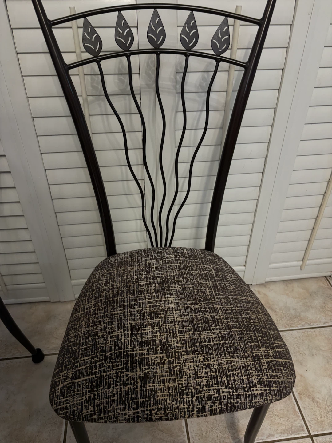 6 Metal Dining Chairs with Upholstered Seats