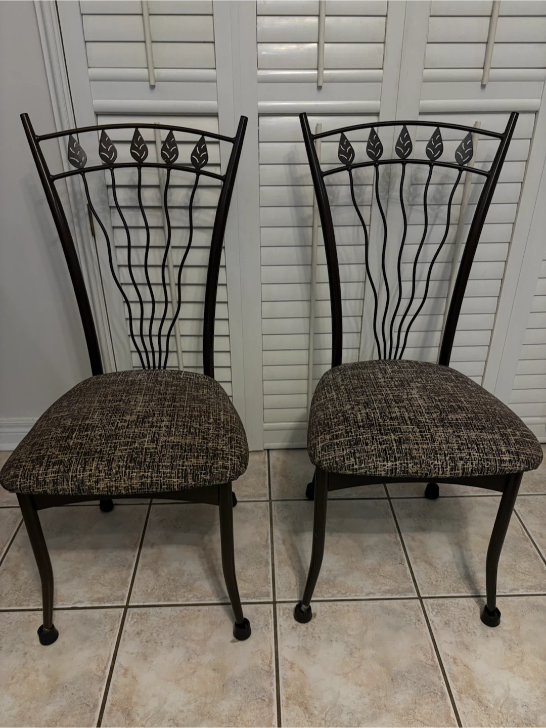 6 Metal Dining Chairs with Upholstered Seats - photo 2