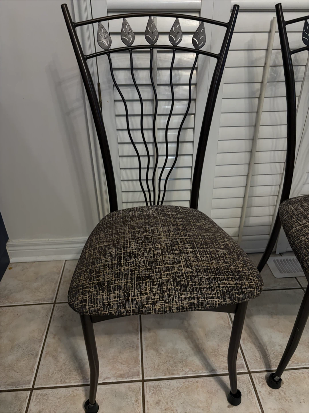 6 Metal Dining Chairs with Upholstered Seats - photo 3