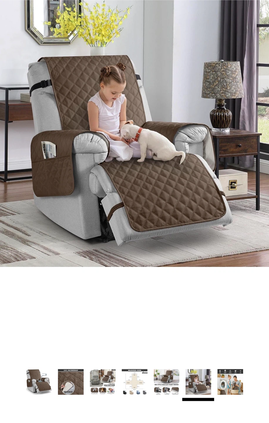 NEW -100% Waterproof Recliner Chair Covers, Reversible