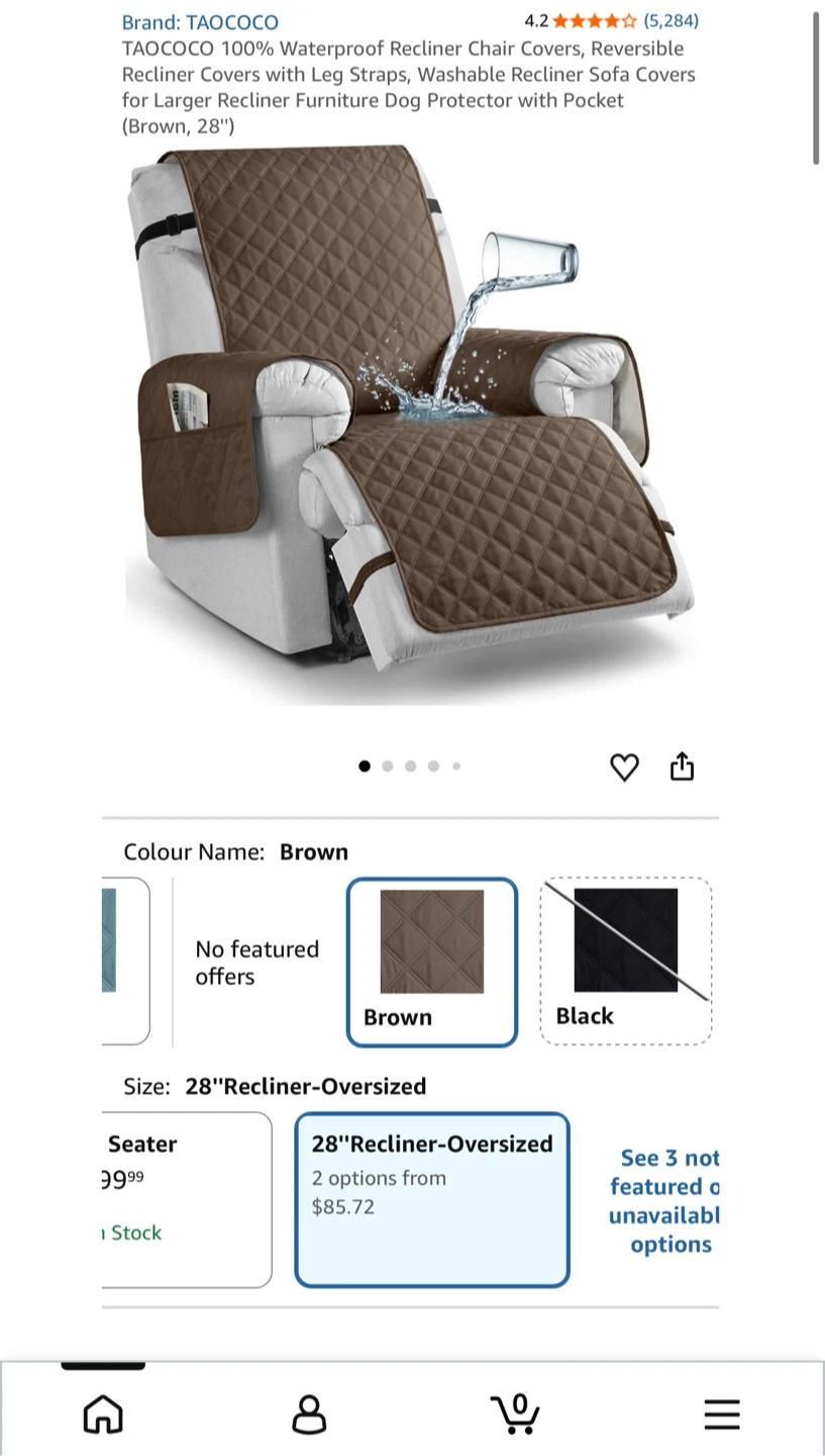 NEW -100% Waterproof Recliner Chair Covers, Reversible - photo 2