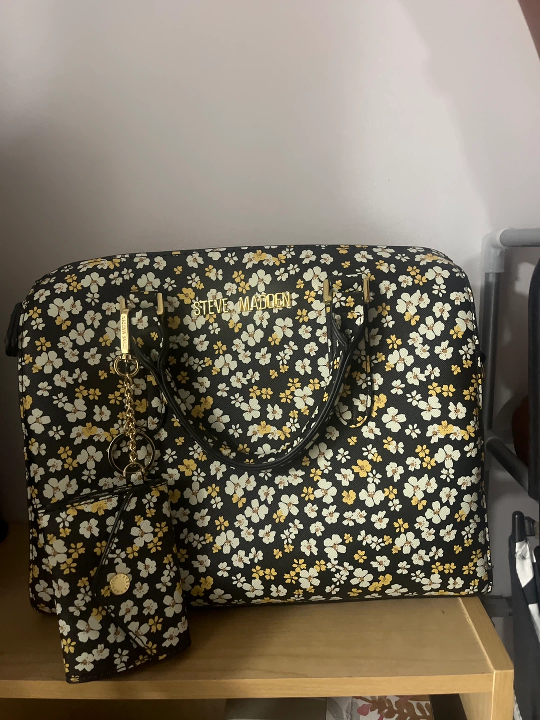 Steve Madden Floral Tote Bag with Matching Pouch