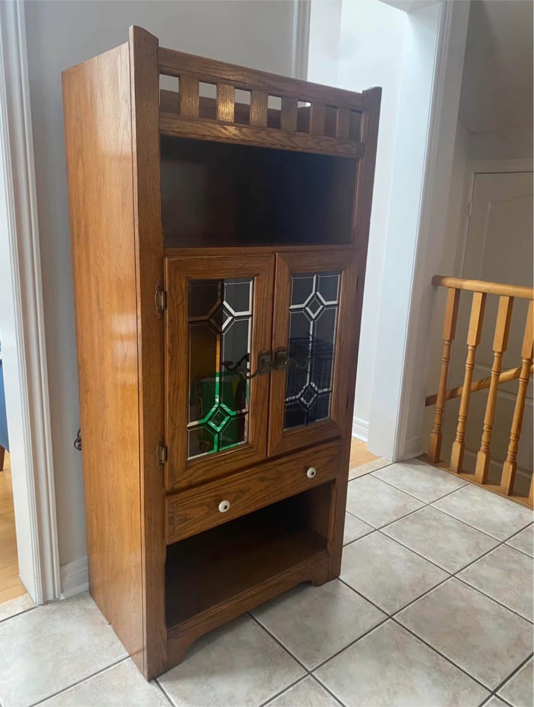 Wooden Cabinet with Stained Glass Doors - photo 2