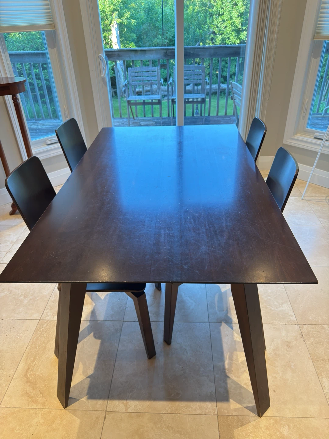 Dark Wood Dining Table and Chairs Set