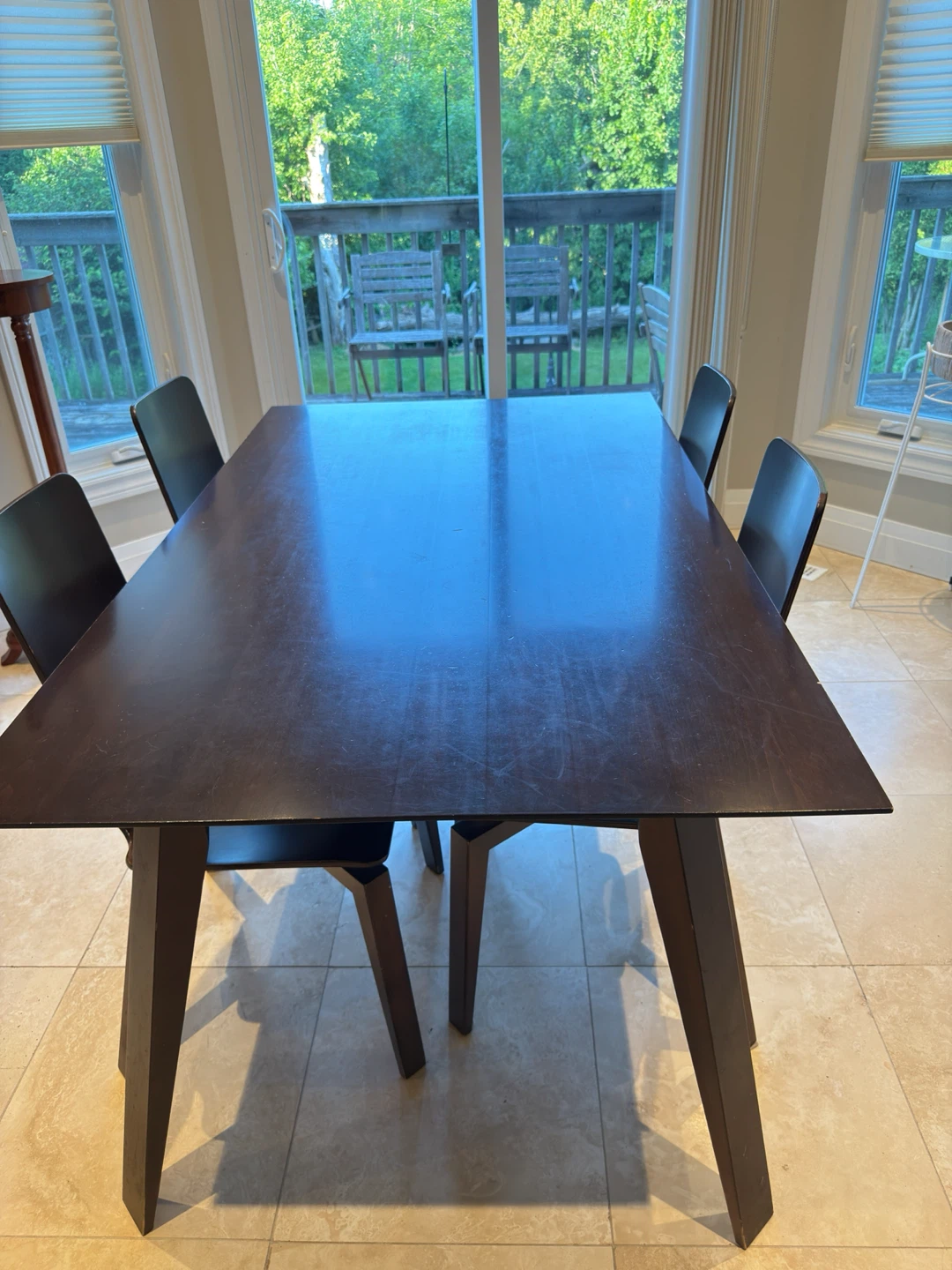 Dark Wood Dining Table and Chairs Set - photo 2