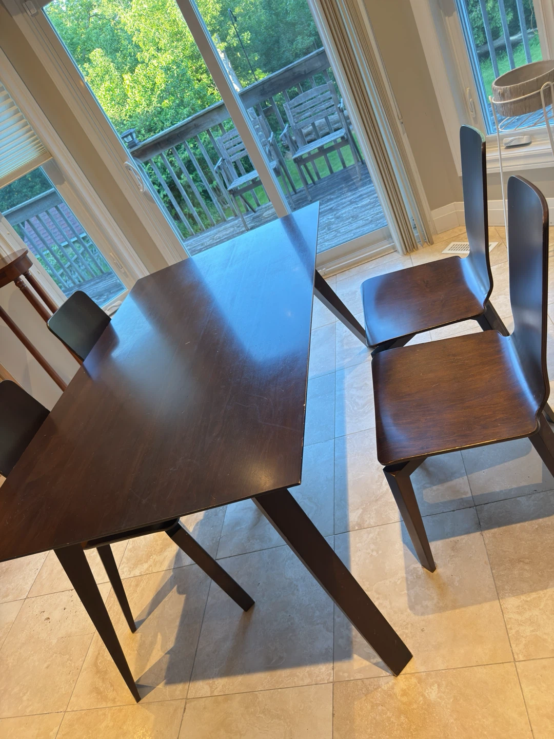 Dark Wood Dining Table and Chairs Set - photo 4