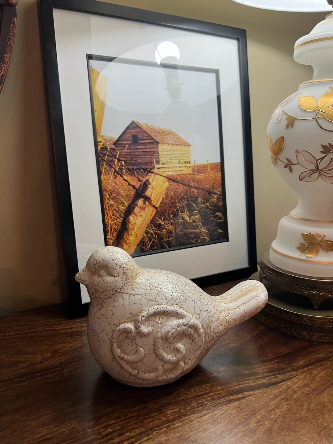 Large Crackle Glaze Ceramic Bird  – Farmhouse Decor