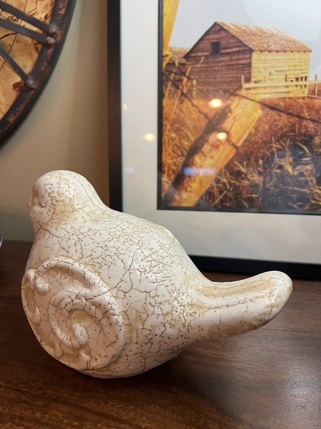 Large Crackle Glaze Ceramic Bird  – Farmhouse Decor - photo 3