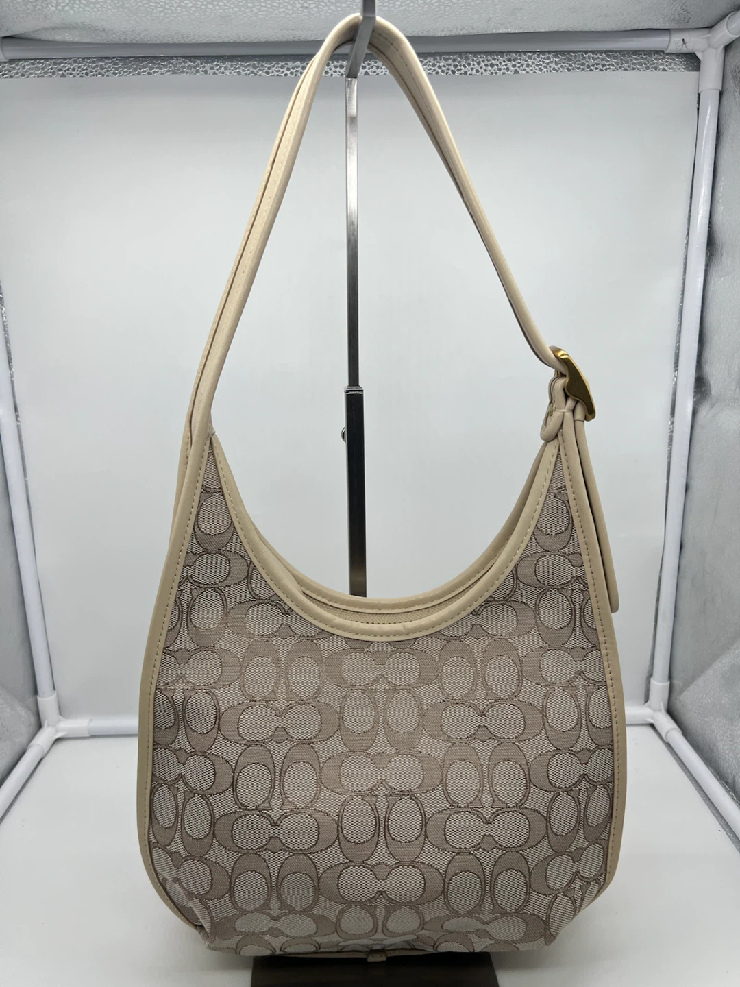 COACH C2588 Ergo Sig Jacquard Stone Ivory Leather Shoulder Bag - photo 2