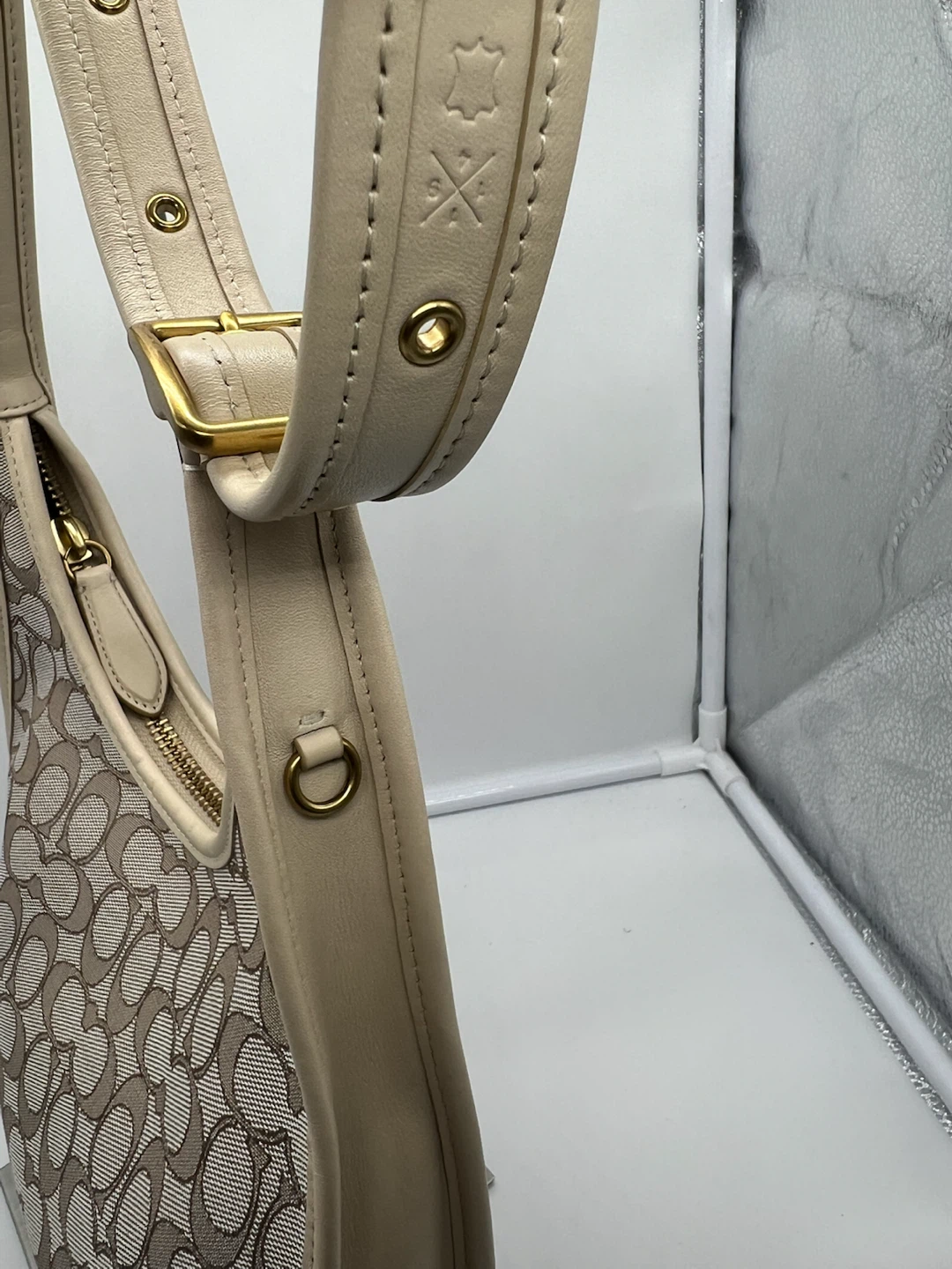 COACH C2588 Ergo Sig Jacquard Stone Ivory Leather Shoulder Bag - photo 4