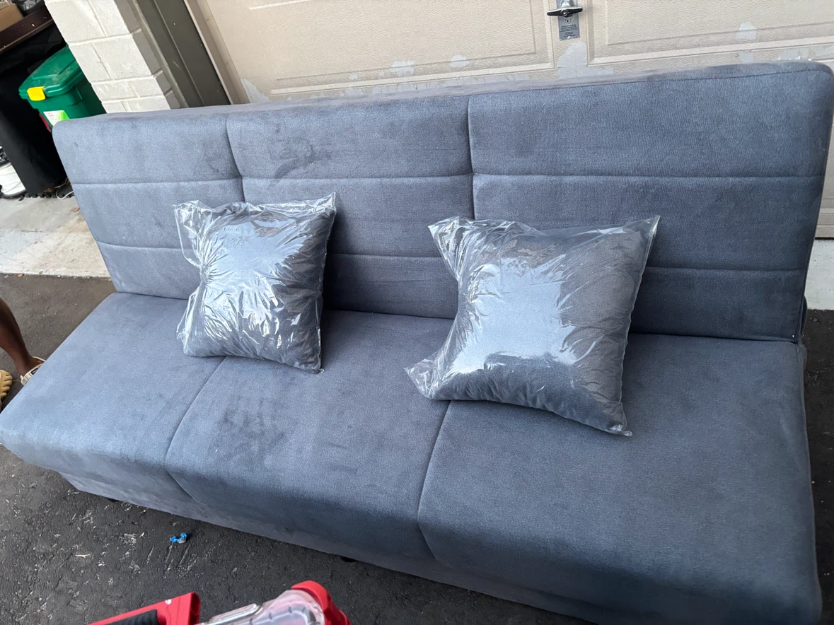 Grey Sofa Bed with Pillows - photo 3