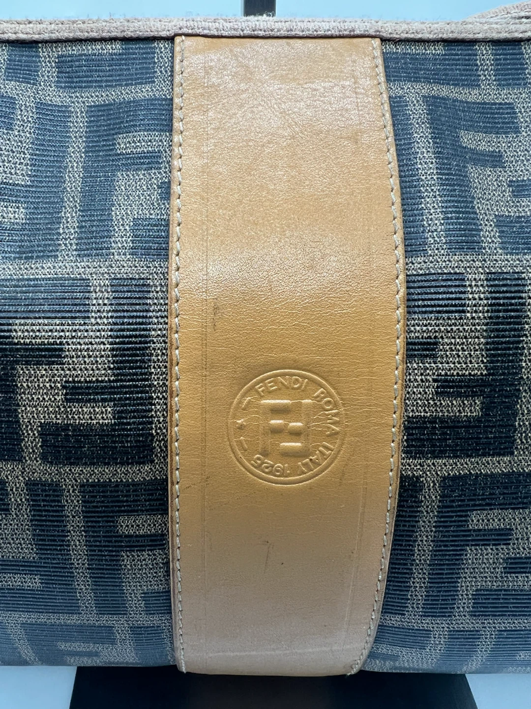 FENDI VINTAGE Zucca FF Logo Coated Canvas Tan Lthr Crossbody Bag - photo 2