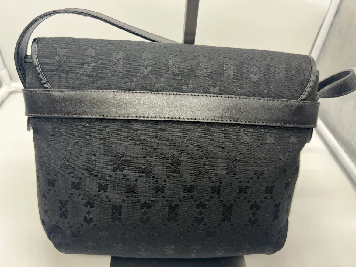 NINA RICCI VINTAGE Black Monogram Canvas Leather Crossbody Bag - photo 5
